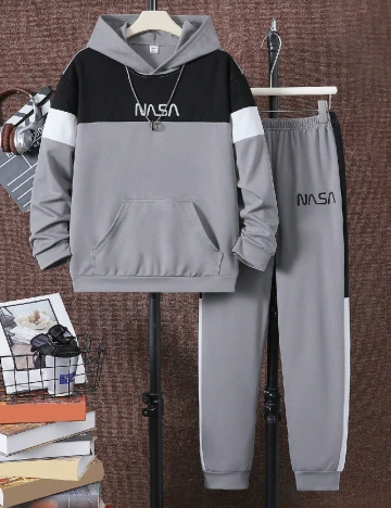 Compleu Shein Kids, gri/negru