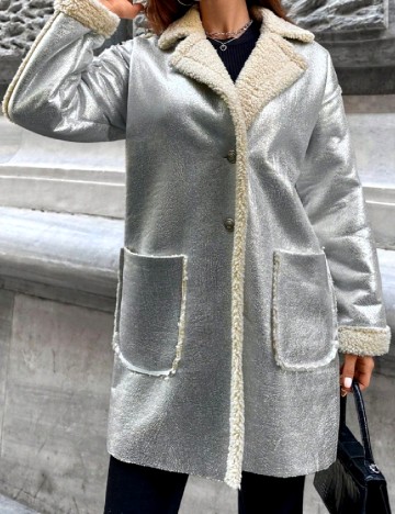 
						Palton oversize SHEIN, argintiu