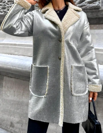 Palton oversize SHEIN, argintiu
