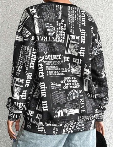Bluza Oversize SHEIN, negru/alb