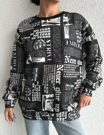 Bluza Oversize SHEIN, negru/alb