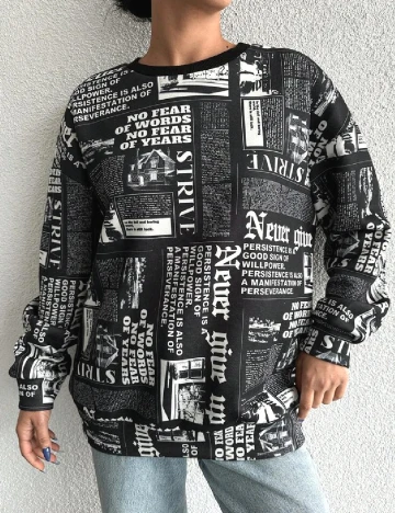 Bluza Oversize SHEIN, negru/alb