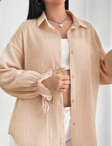 Camasa SHEIN CURVE, alb/maro