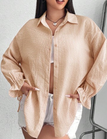 Camasa SHEIN CURVE, alb/maro