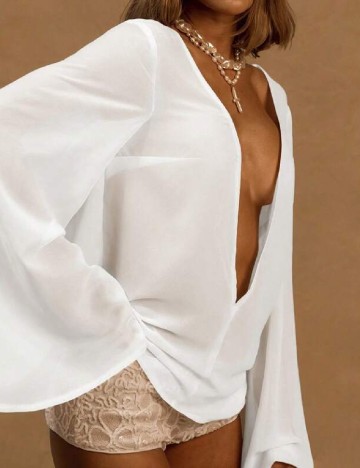 Bluza de plaja Musera, alb