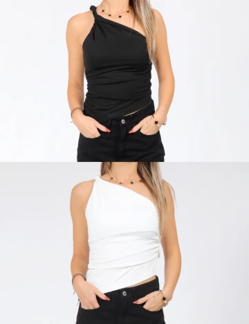 Set topuri 2 bucati SHEIN, alb/negru