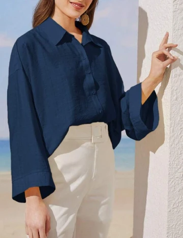 Camasa Oversize SHEIN, albastru