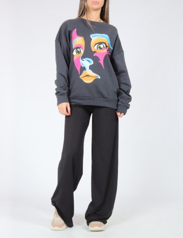 Bluza Oversize SHEIN, gri inchis