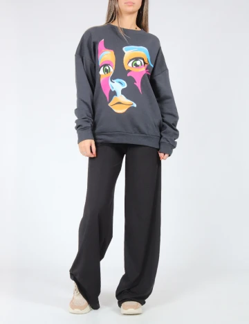 Bluza Oversize SHEIN, gri inchis