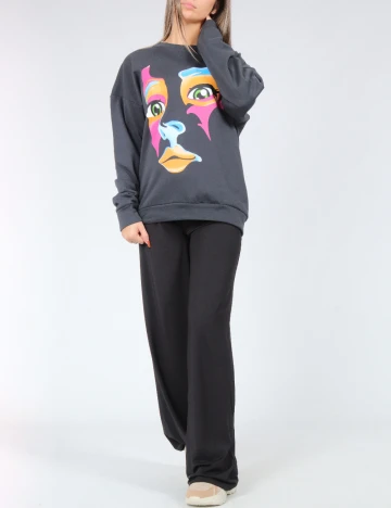 Bluza Oversize SHEIN, gri inchis