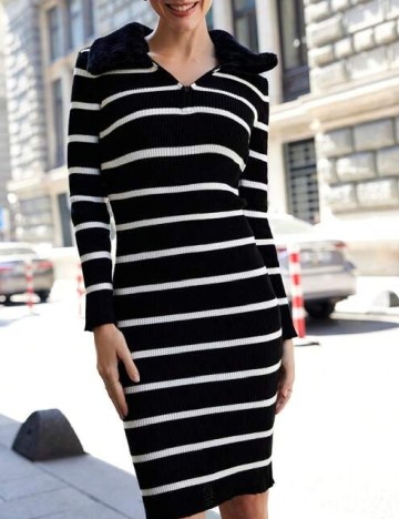 Rochie medie SHEIN, alb/negru