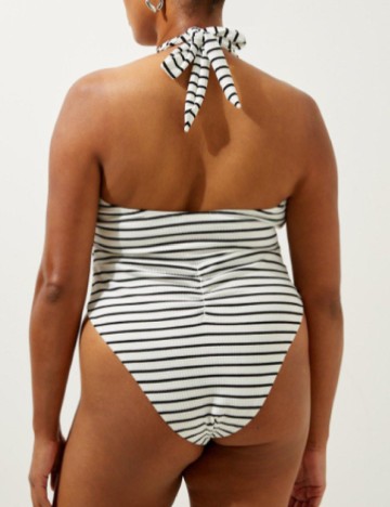 Costum de baie Karen Millen Plus Size, alb/negru