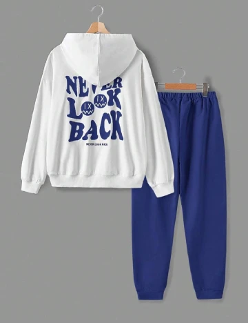 Compleu Shein Kids, alb/albastru