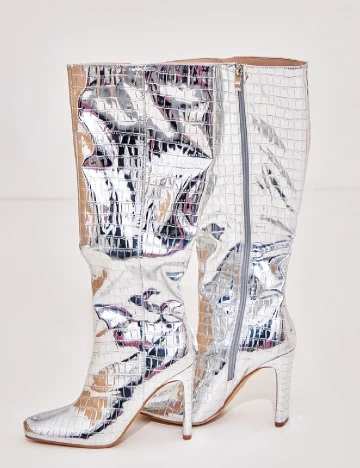 Cizme PrettyLittleThing, argintiu