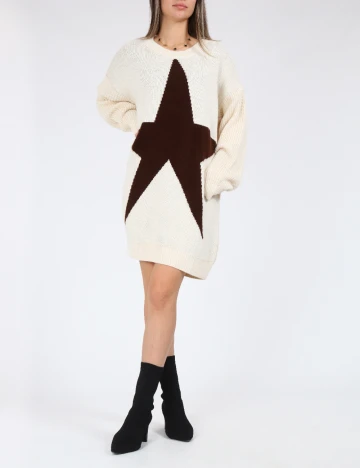 Pulover Oversize SHEIN, crem/maro