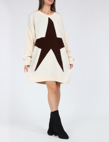 
						Pulover Oversize SHEIN, crem/maro