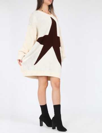 Pulover Oversize SHEIN, crem/maro