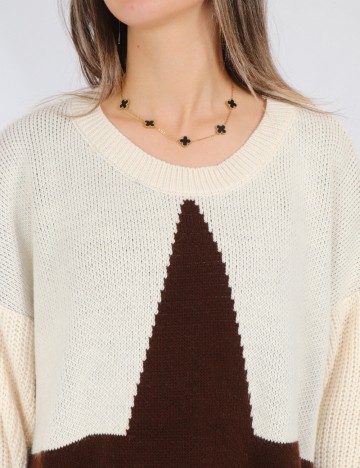 Pulover Oversize SHEIN, crem/maro