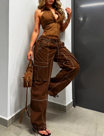 Pantaloni SHEIN, maro