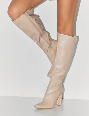 Cizme PrettyLittleThing, crem