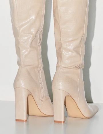 Cizme PrettyLittleThing, crem