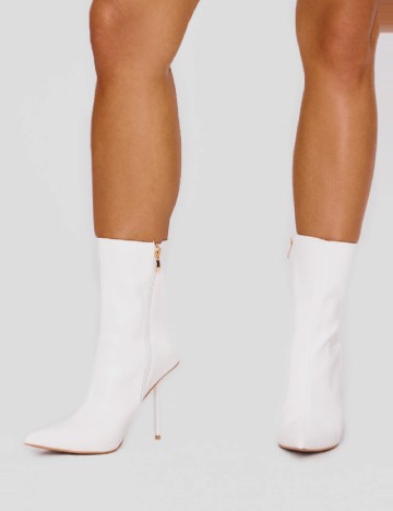 Botine PrettyLittleThing, alb