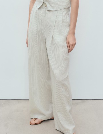 
						Pantaloni Mango, ecru