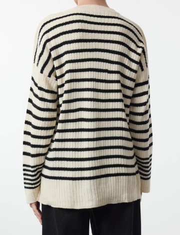 Pulover SHEIN, ecru/negru