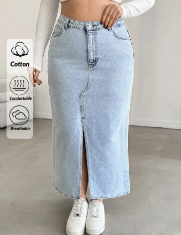 Fusta SHEIN CURVE, albastru