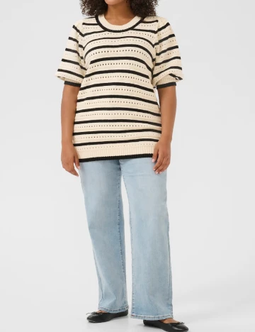 Bluza Kaffe Curve, crem/negru