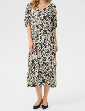 Rochie medie Bon a Parte, crem/negru