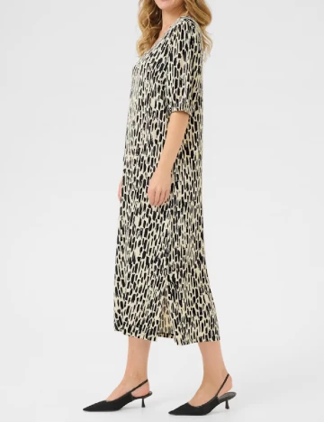 Rochie medie Bon a Parte, crem/negru