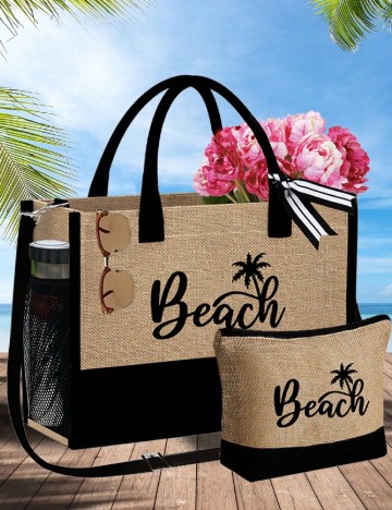 
						Geanta de plaja SHEIN, maro