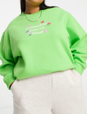 Bluza Collusion Plus Size, verde