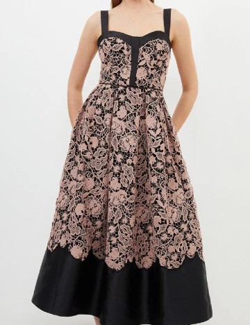 Rochie lunga Karen Millen, negru/roz pudra