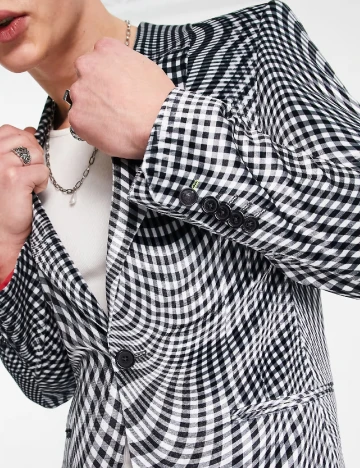 Sacou TWISTED TAILOR, alb/negru