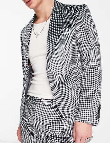 Sacou TWISTED TAILOR, alb/negru