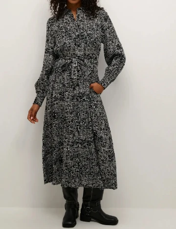 Rochie medie Kaffe, negru/alb