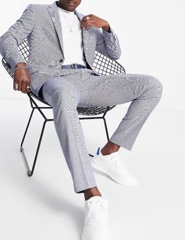 
						Sacou Topman, albastru/alb