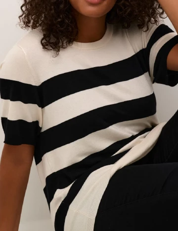 Bluza Kaffe Curve, alb/negru