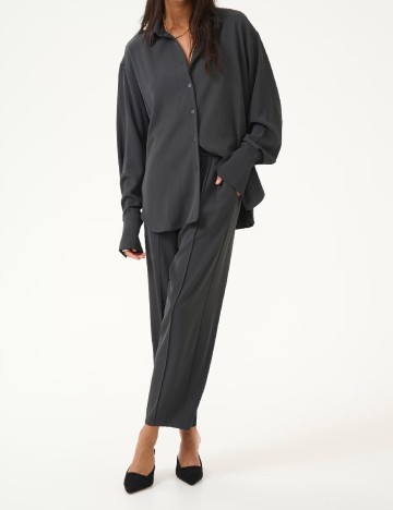 Pantaloni Kaffe, gri inchis