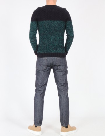 Pulover Bershka, bleumarin/verde