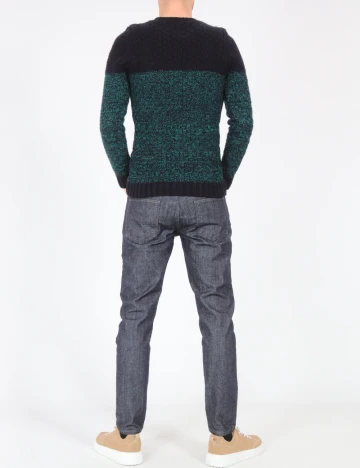 Pulover Bershka, bleumarin/verde