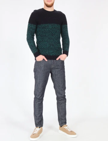 Pulover Bershka, bleumarin/verde