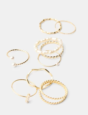 Set Inele 9 bucati Bershka, auriu