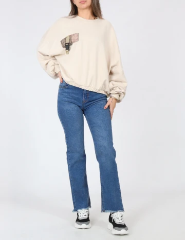 Bluza Oversize Bershka, crem