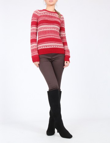 Pulover Zara, ecru/rosu