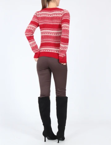 Pulover Zara, ecru/rosu