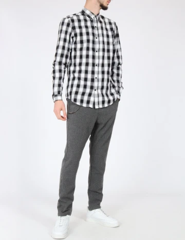 Camasa Pull&Bear, alb/negru