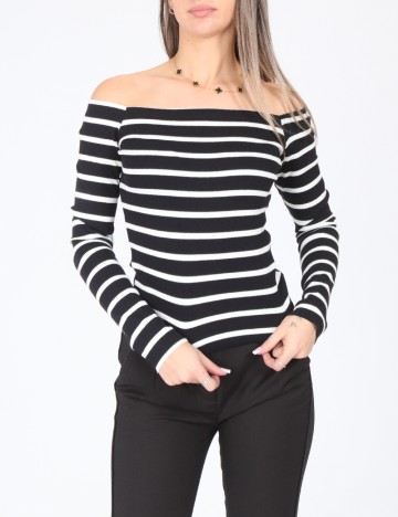 Bluza Bershka, alb/negru
